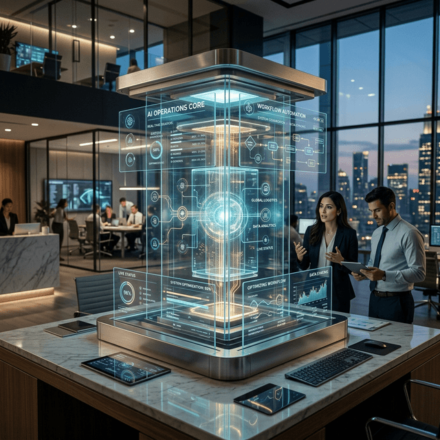 Iris AI Operations Layer in a modern corporate office